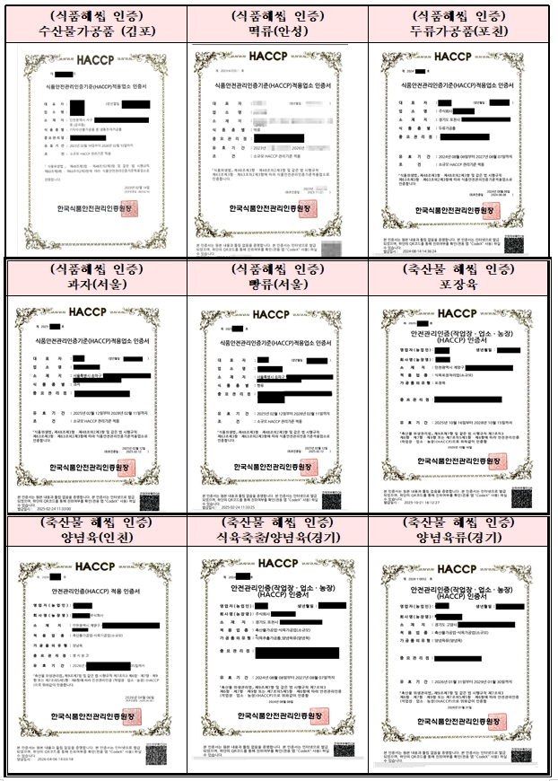 HACCP 인증 사례